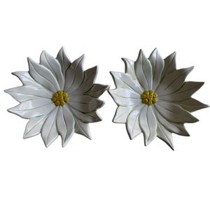 2 Ceramic‎ White Flower Bowls 8.5” aprox